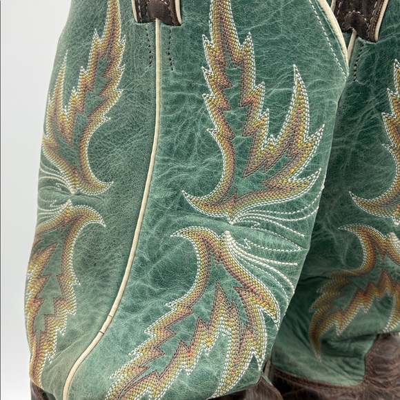 Justin Women’s Size 9 BRL335 Bent Rail Western Cowgirl Leather Boots Turquoise - Picture 2 of 11